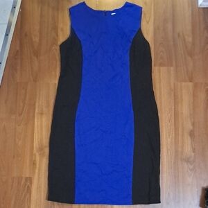 TanJay Royal Blue and Black Colorblock Sheath Midi Dress